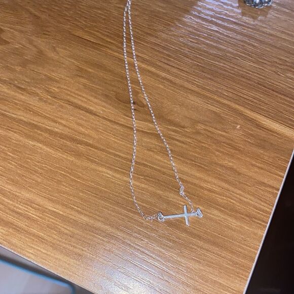 Sterling Silver Sideways Cross Necklace - Picture 6 of 12